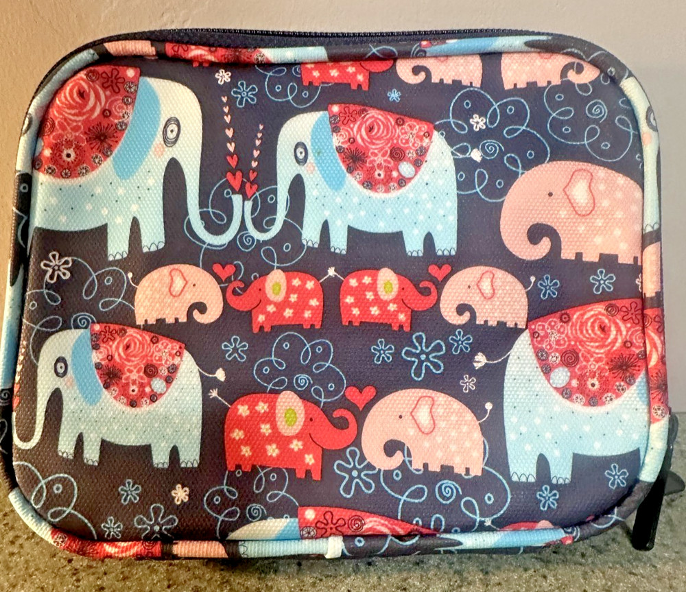 Empty Crochet Hook Case Cute Elephants For Various Sized Hooks zipper