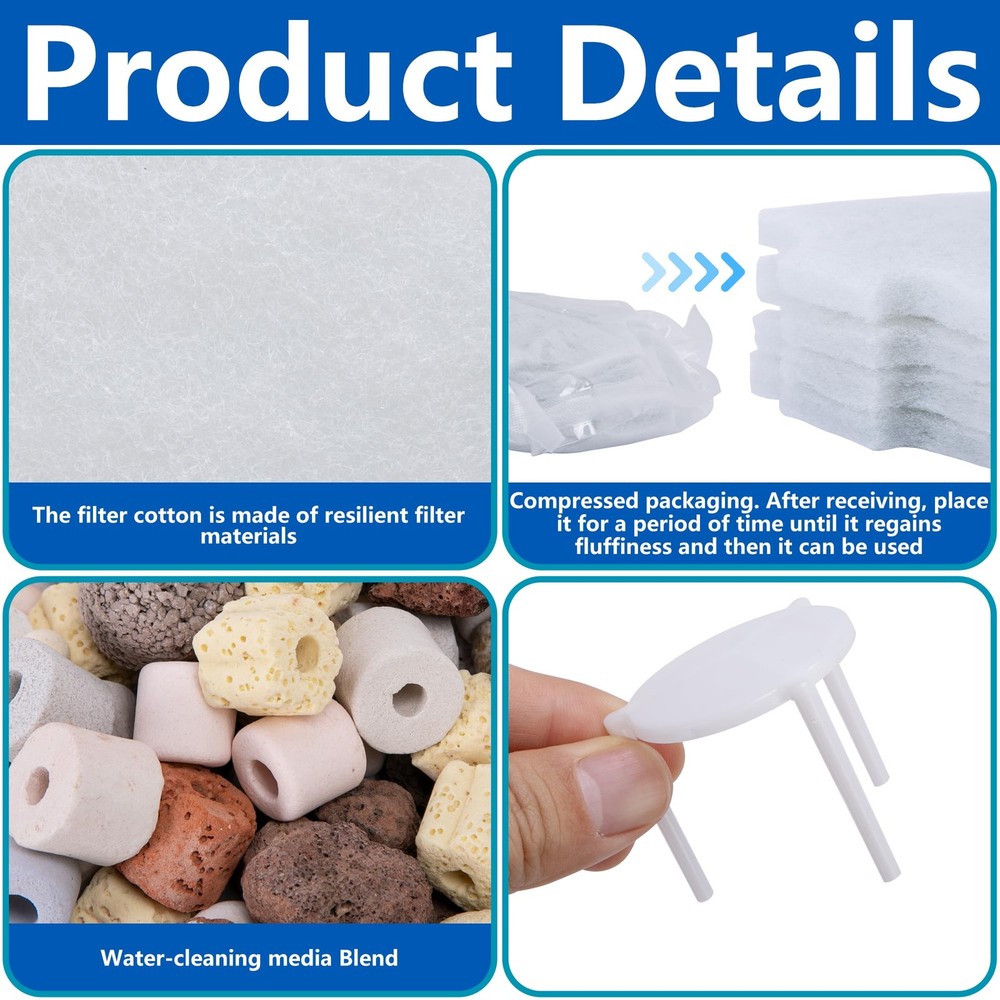 Pond Waterfall Spillway Filter Media Kit 8" Pads & Ceramic Rings 17PC
