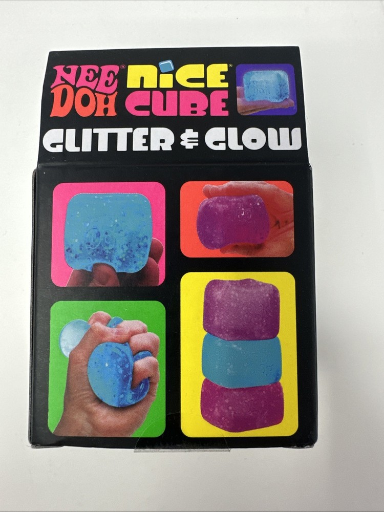 PINK NEEDOH NICE CUBE GLITTER & GLOW! NEW! SUPER SOLID SQUISH!