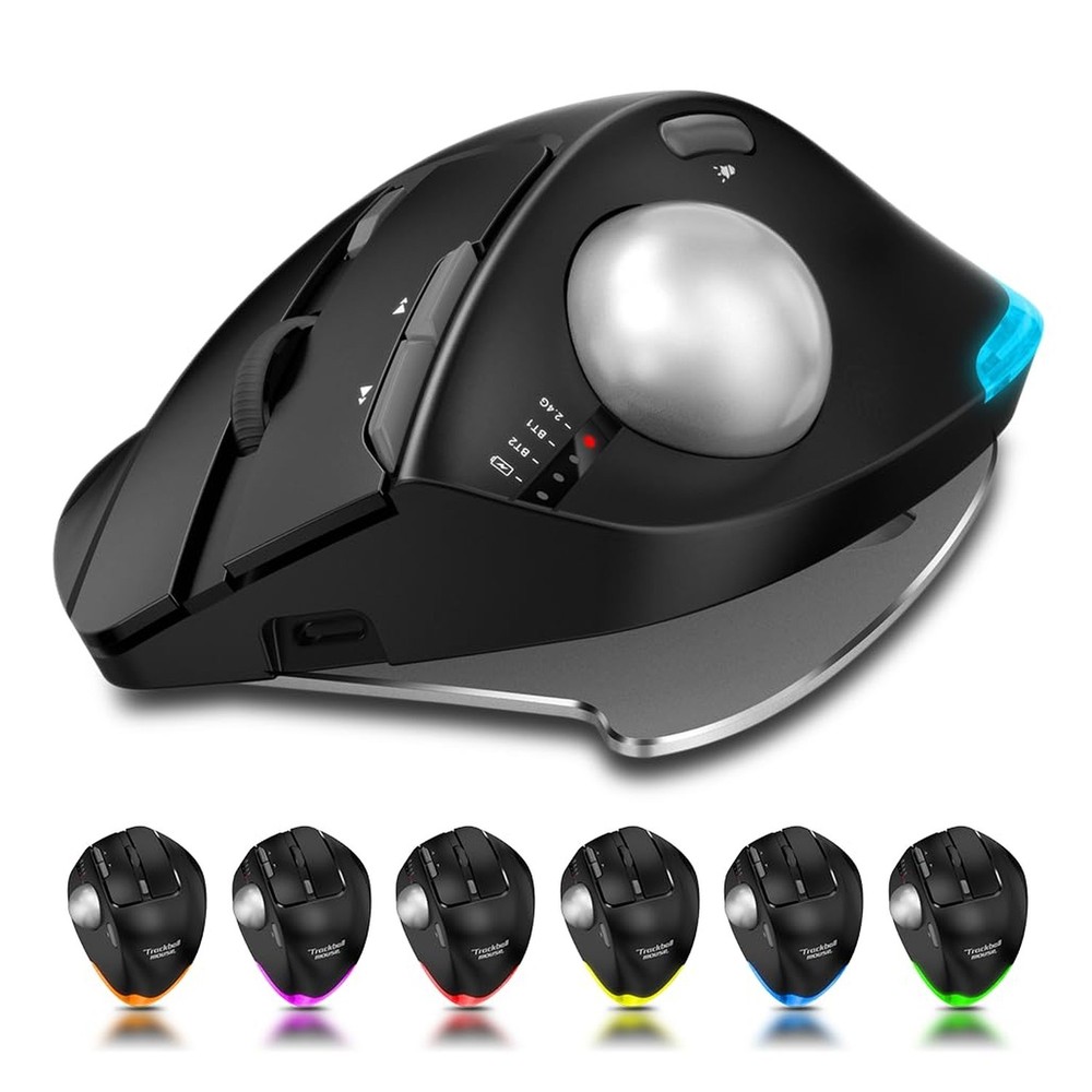 zelotes Trackball Mouse,Rechargeable Wireless Bluetooth Mouse,4800 DPI (5-Lev...