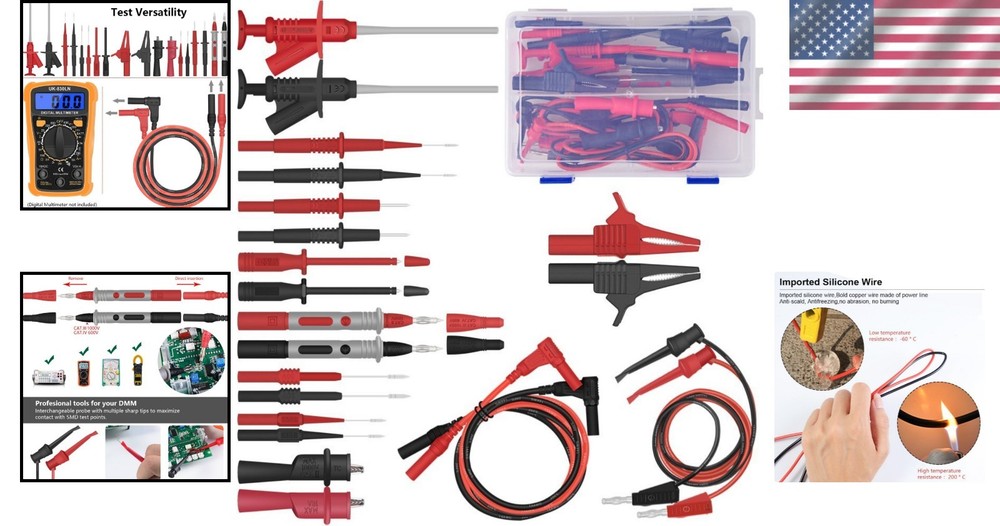 Safety Multimeter Probe Set with Alligator Clips