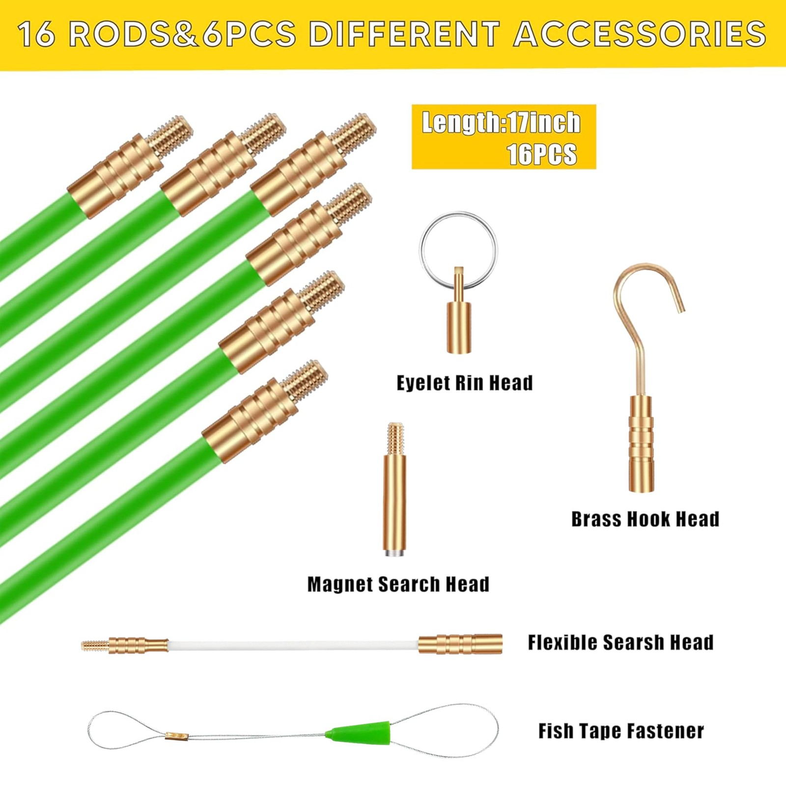 22FT Fiberglass Electrical Wire Running Kit, Wire Fishing Tools Fish Tape Wire