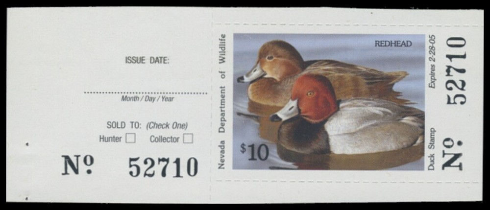 2004  Nevada State Duck Stamp Mint Never Hinged. With Tab.