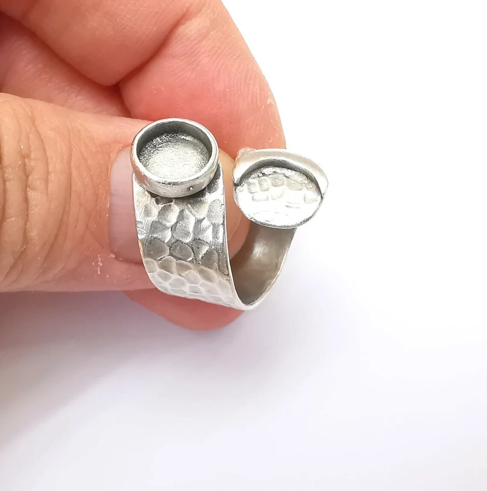 Crescent Ring Setting Blank Cabochon Mounting Adjustable Ring Base Bezel