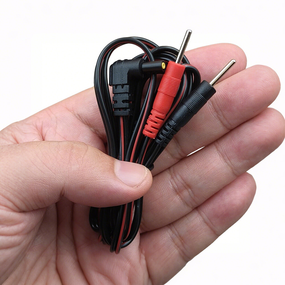 2Pcs For Tens / Ems Machine Electrode Lead Wires Cables Standard Connection Plug