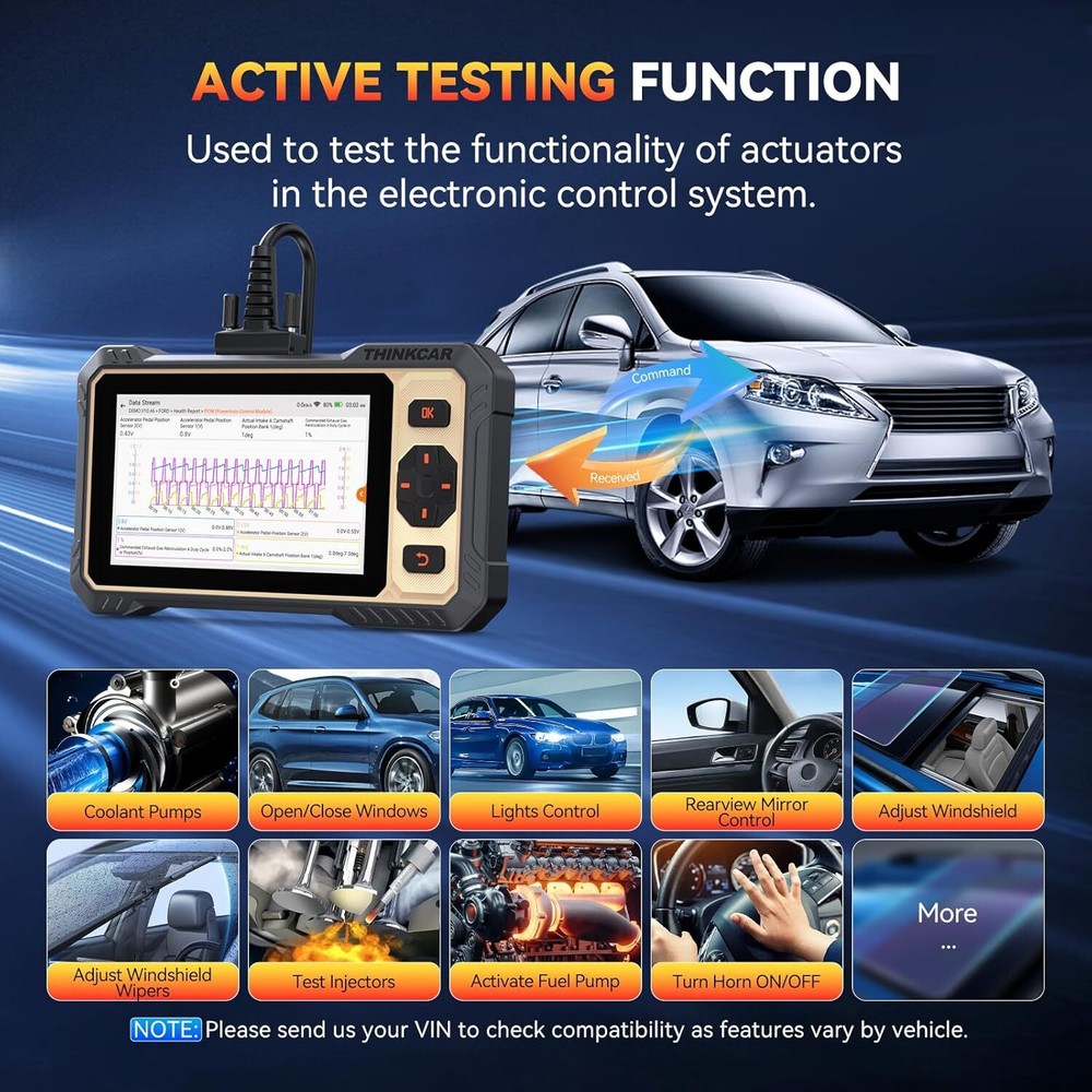 ThinkScan 662 OBD2 Car Diagnostic Scanner Action Test & CANFD 12 Resets Tool US
