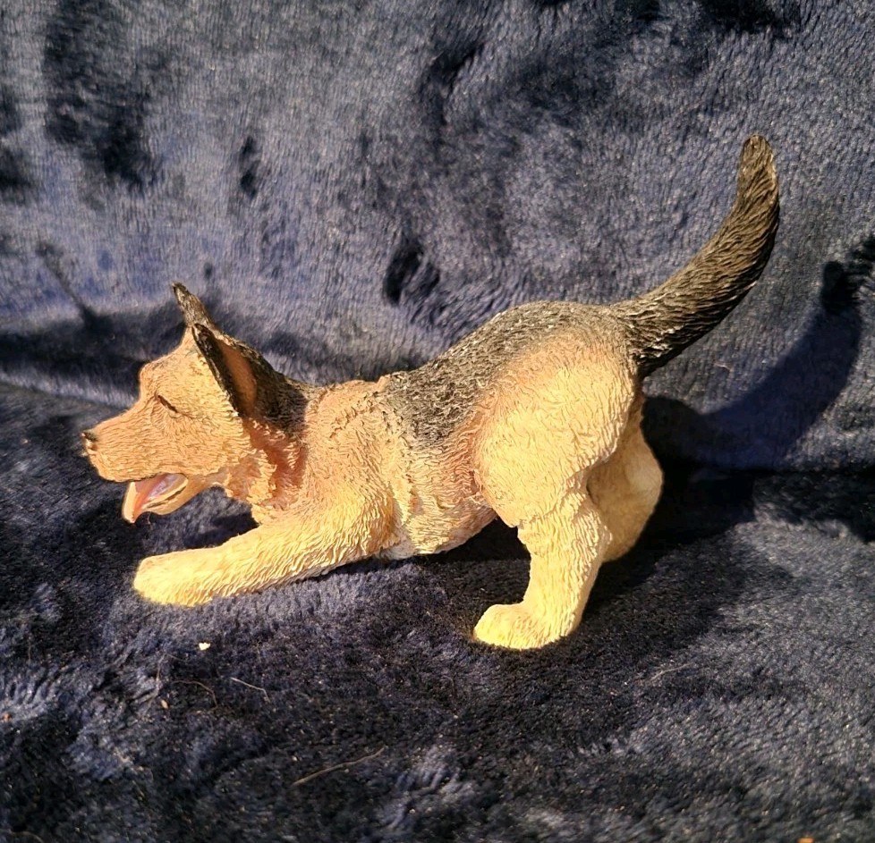 Vintage Playing German Shepherd Resin Figurine