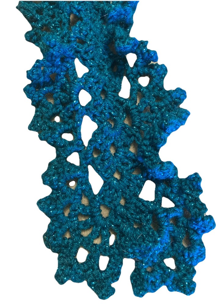 Hand Crocheted Teal Ruffled Scarf