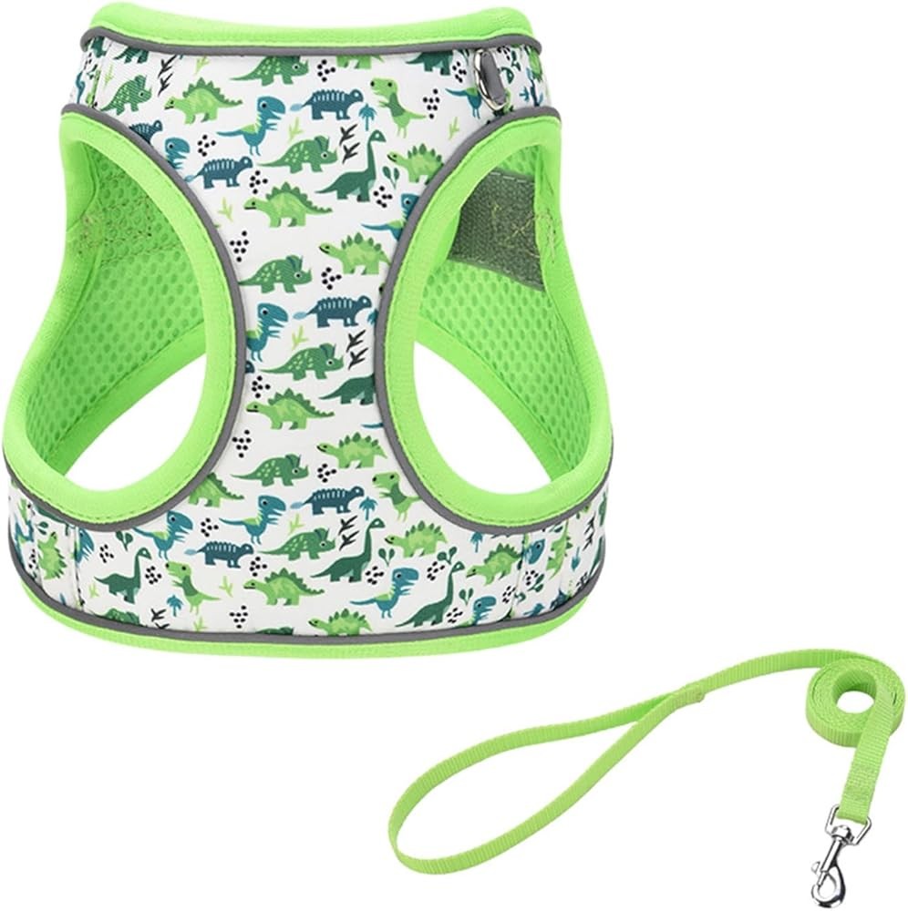Step in Dog Harn No Pull Dinosaur Adjustable Soft Mesh Padded