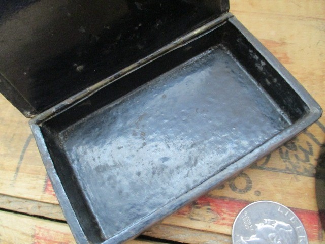 2 Antique Black Lacquer Snuff Boxes with Hinged Lids