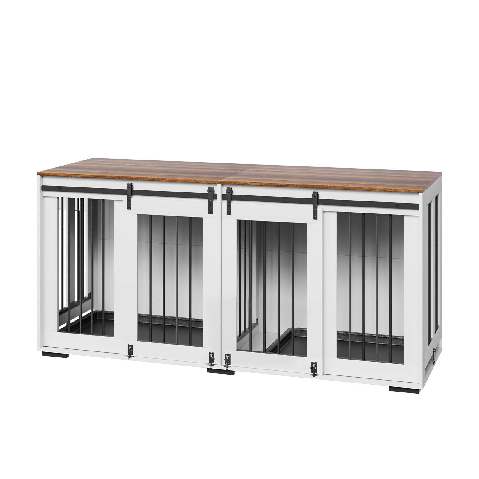 Dog Crate Furniture 72 in Indoor Wooden Dog Kennel with Tray Heavy Duty