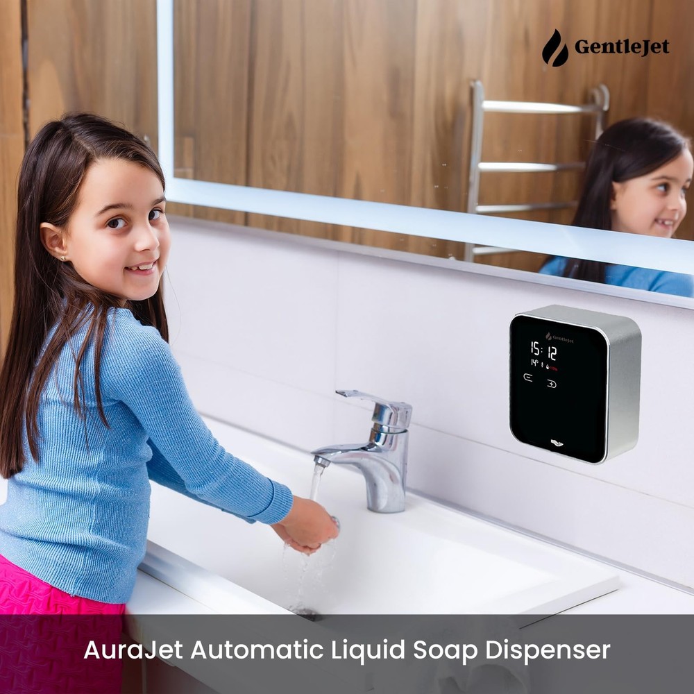 AuraJet Automatic Liquid Soap Dispenser Wall Mount, Touchless Motion Sensor, ...
