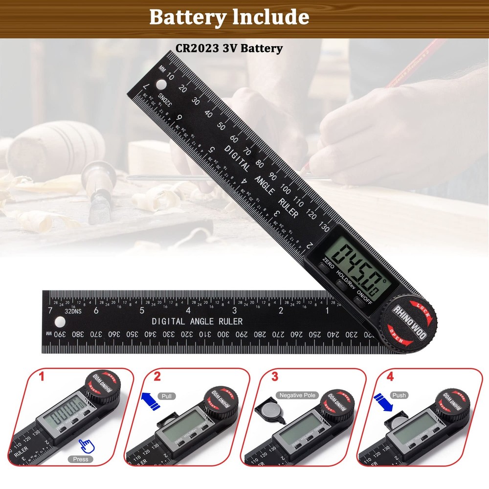 Digital Angle Finder Protractor, Measuring Tool for Black