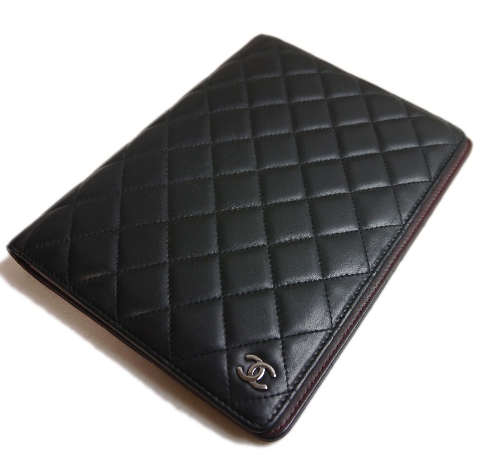 Authentic CHANEL Notebook cover lambskin COCO mark Leather #4174