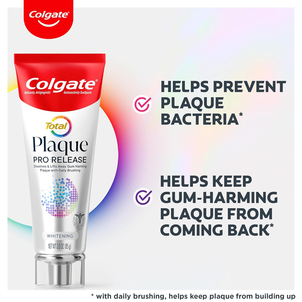 Total Plaque Pro Release Whitening Toothpaste, 2 Pack, 3.0 Oz Tubes