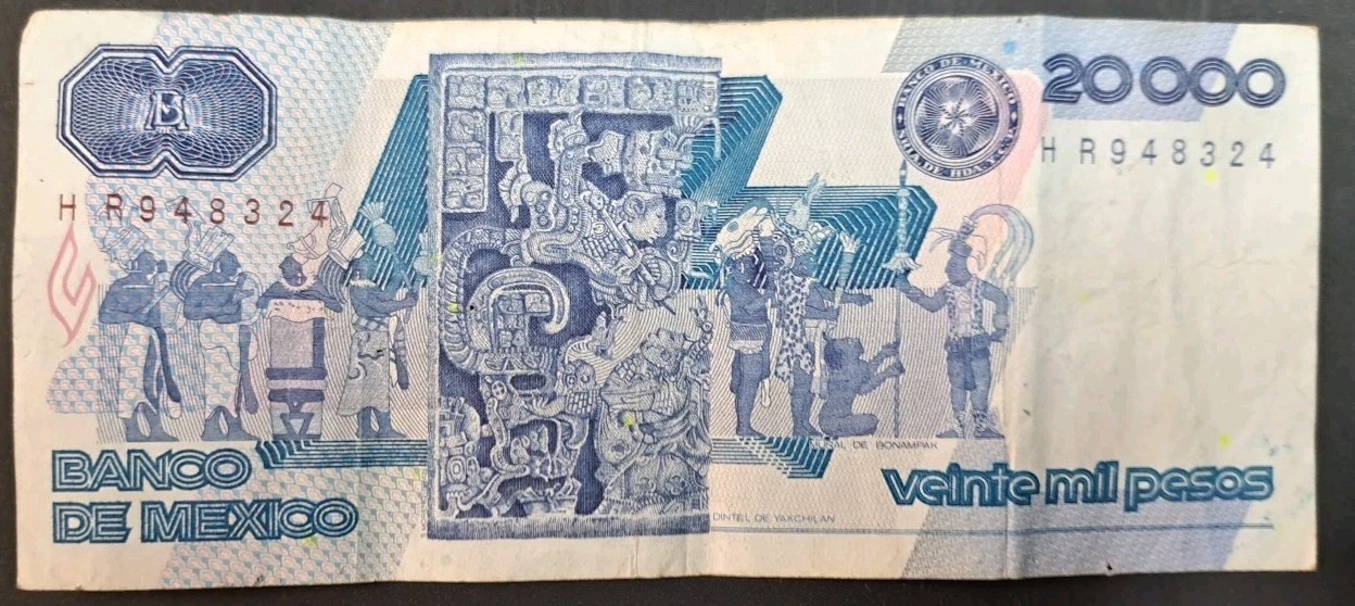 1987 Mexico 20000 Pesos P91b, Serie BM HR948324.