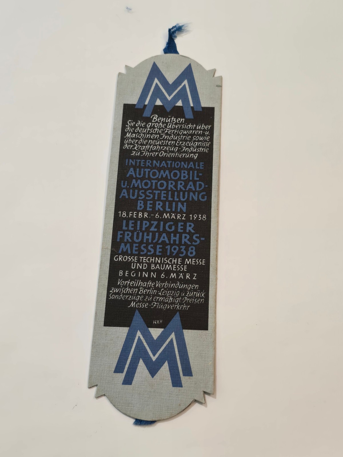 WWII German Third Reich Bookmark 1938 Leipzig Trade Fair Art Deco Book Mark