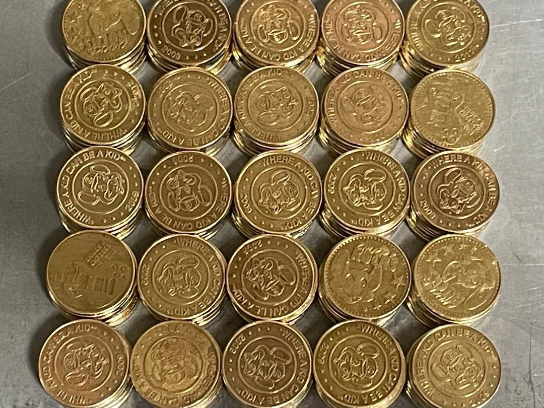 250 Chuck E Cheese Tokens, .984" / 25mm Brass Tumble Cleaned