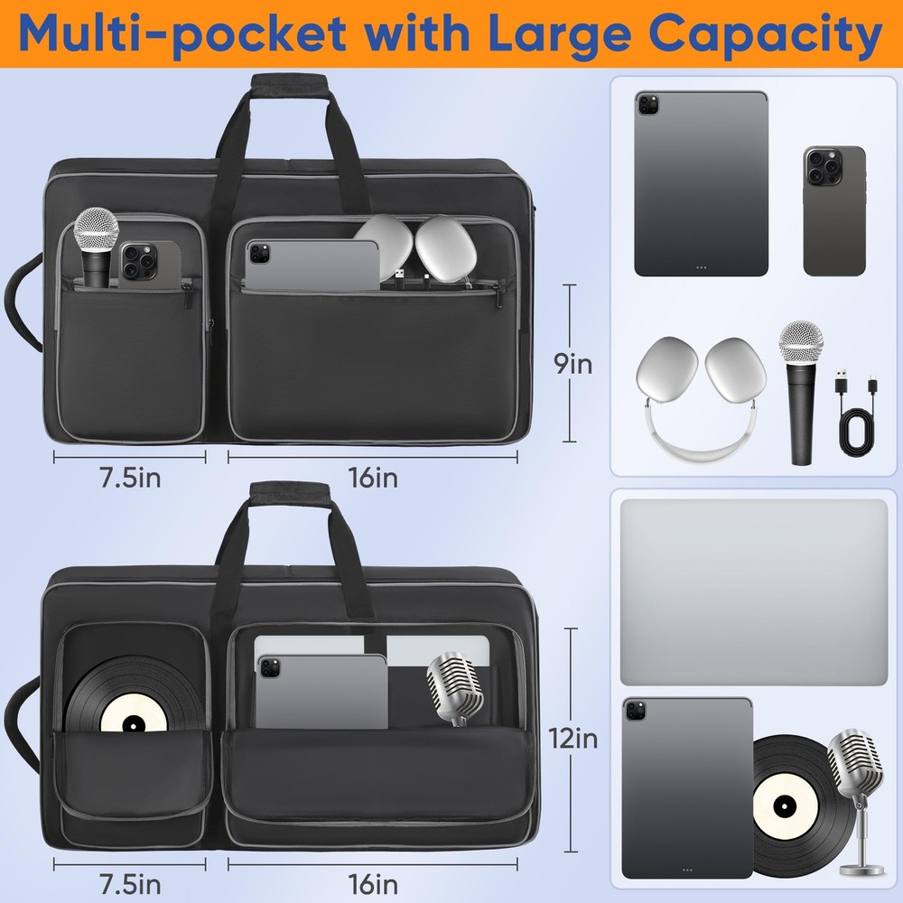Aleemin DJ Controller Bag Compatible with DDJ FLX10 / 1000 / Medium, Black