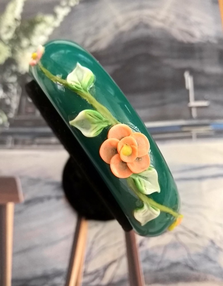 Green Agate Hand Decorated Good Luck Bangle