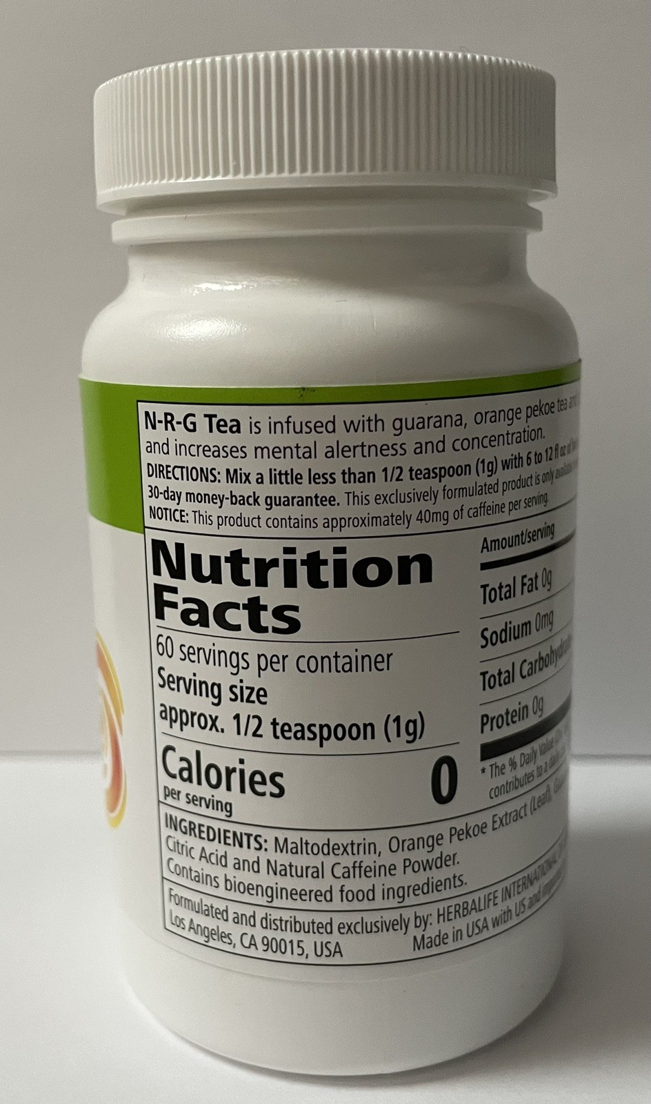 Herbalife NRG Tea 2.1 OZ,Nature’s Raw Guarana,Boosts The Feeling Of Energy