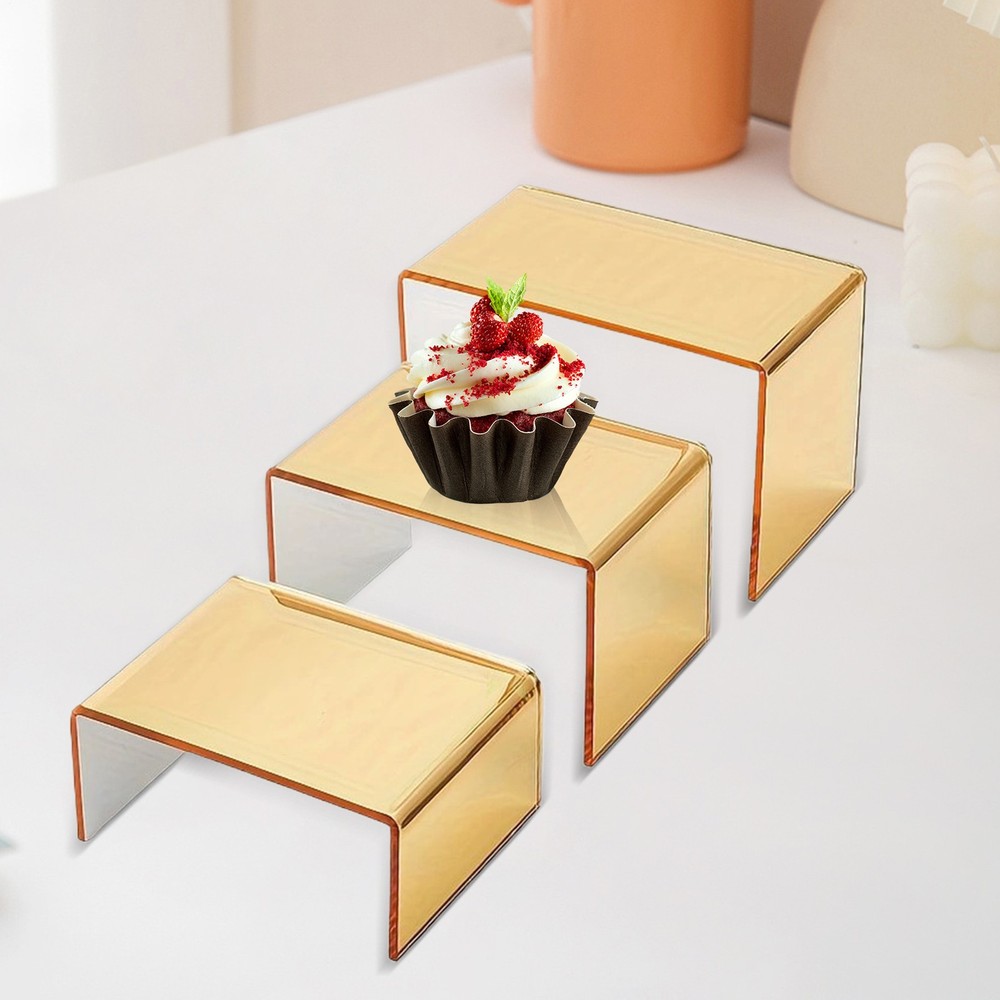 6pcs Acrylic Display Stand Riser 3 Sizes Storage Rack for Tabletop