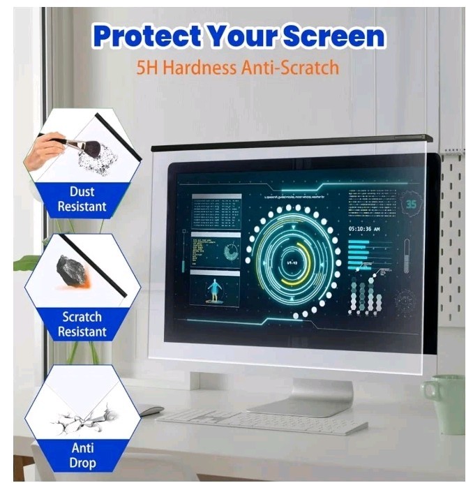 32" Blue Light Blocking Screen Protector 16:9 Computer Monitors Removable...