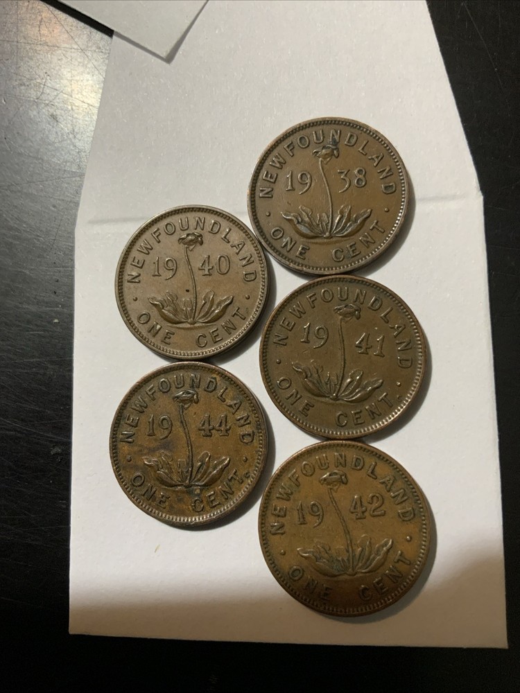 1940 Newfoundland Small Cent 5 Coins