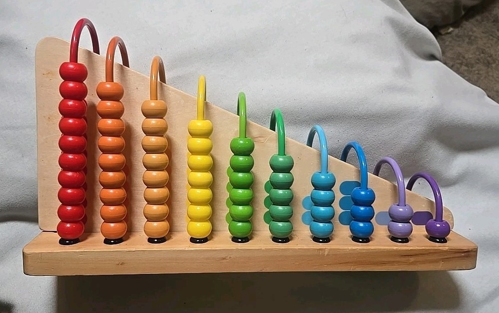 Melissa & Doug Rainbow Beaded Add / Subtract Abacus Complete EUC