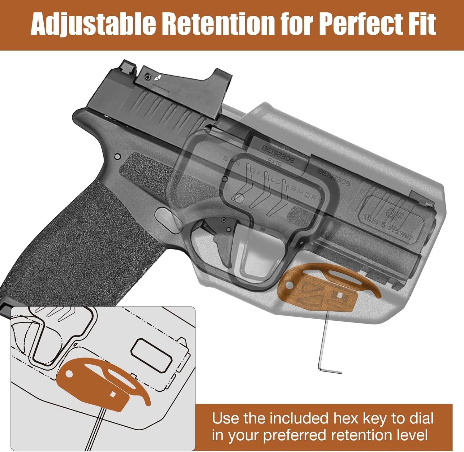 OWB Holster for Springfield Hellcat Pro,Hellcat/OSP,Hellcat RDP, Right Hand