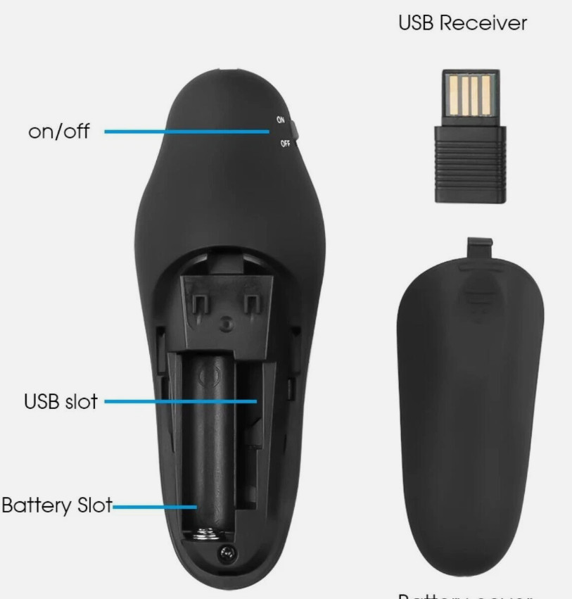USB Wireless Remote Laser Pointer Pen Powerpoints Clicker PPT Flip Pen PointerS3