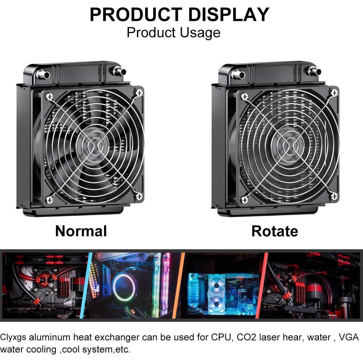 Water Cooling Radiator, 8 Pipe Aluminum Heat Exchanger Radiator with Fan for PC