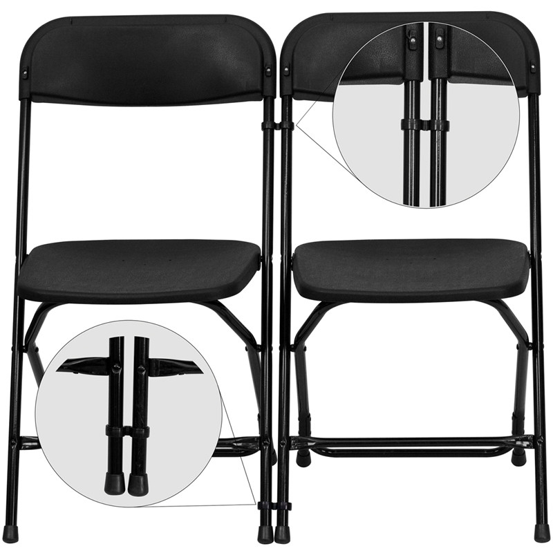 (100 PACK) 650 Lbs Capacity Commercial Quality Black Plastic Folding Chairs