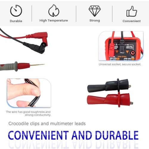 Digital Multimeter Test Leads, 2PCS Crocodile Clips, Professional Probe Kit