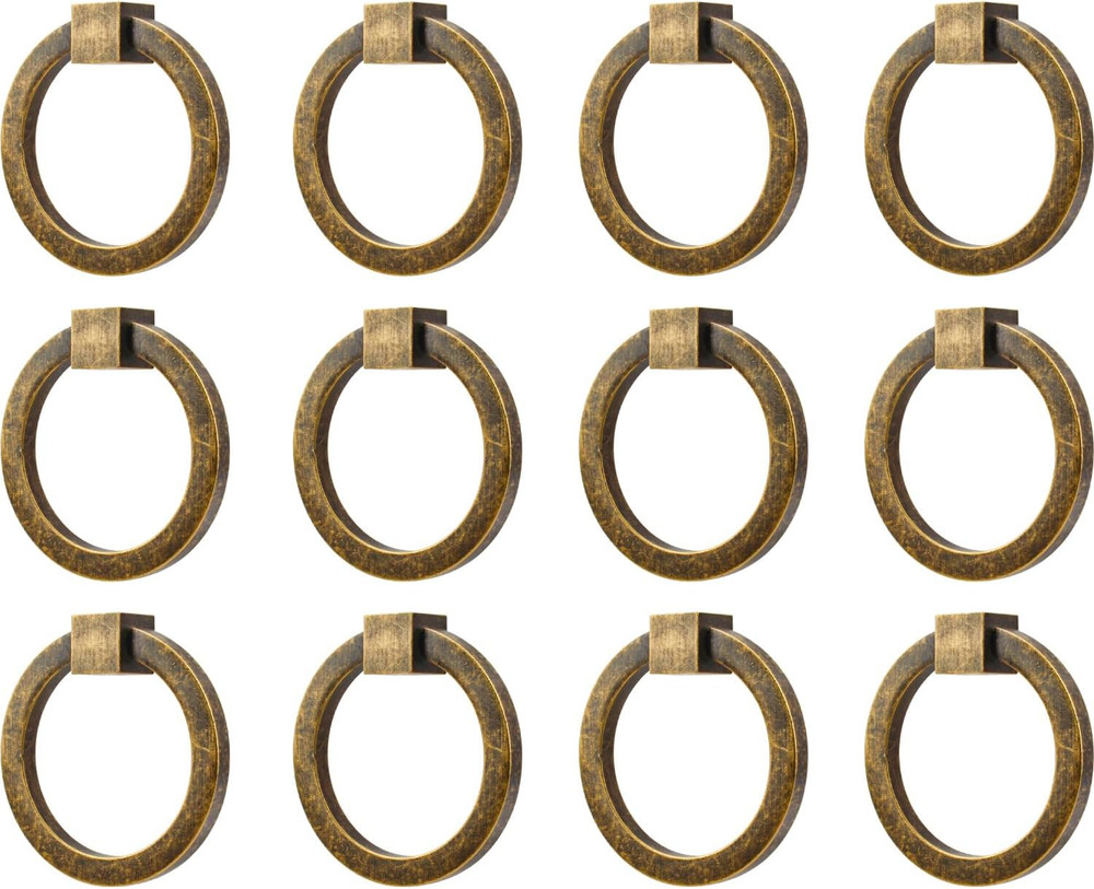 12Pcs 2.0" X 1 7 8 Solid Brass Antique Brass Pulls for Dresser Drawer Ring Pulls