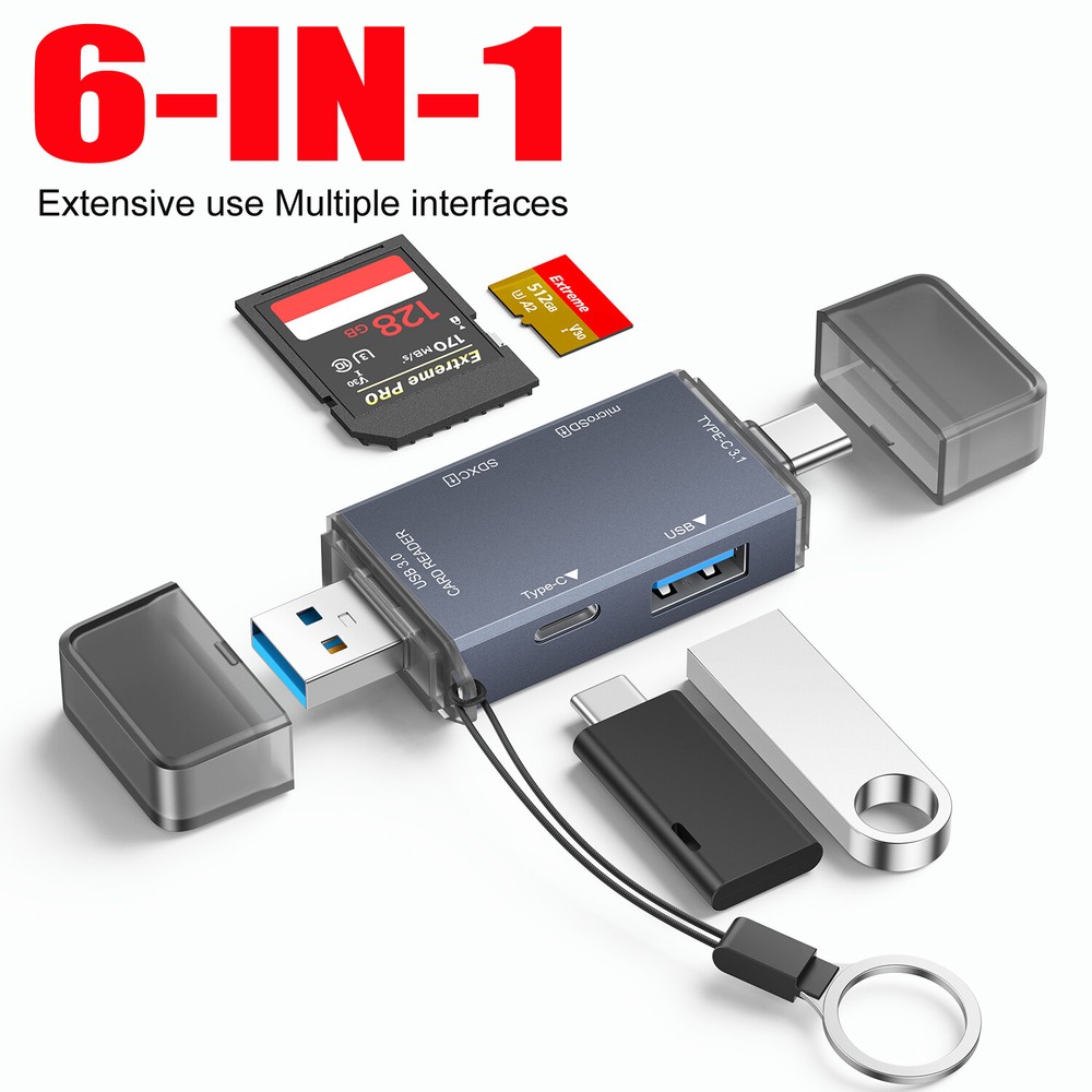 Card Reader USB 3.0 Type C SD TF Reader Writer OTG Adapter for Tablet 6 in 1 HUB