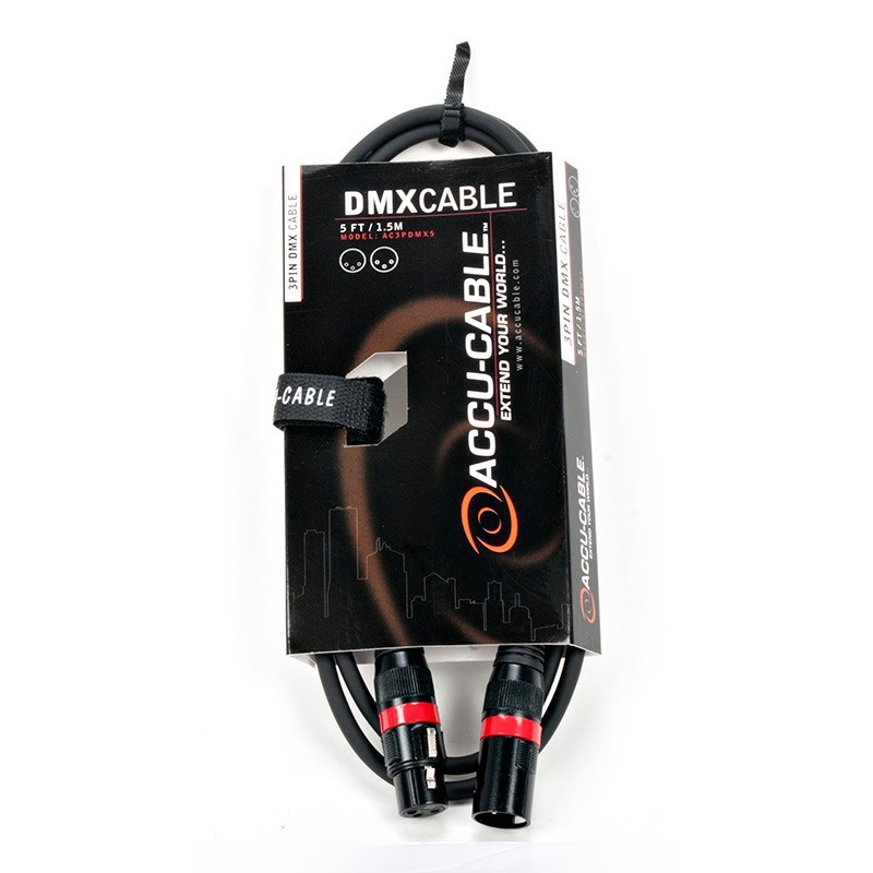 Accu Cable 5'-3 Pin dj Lighting DMX Cable AC3PDMX5