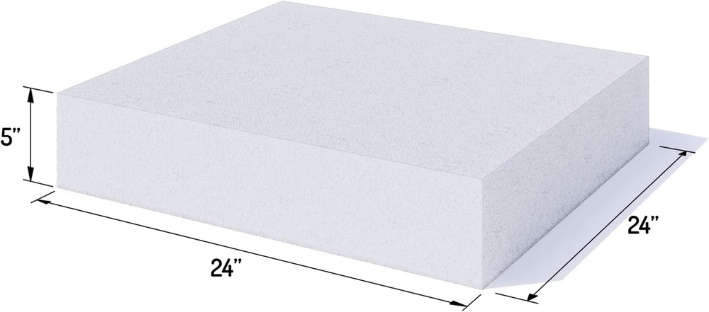High Density 5" Thick Upholstery Foam Cushion Replacement, 24" x 24