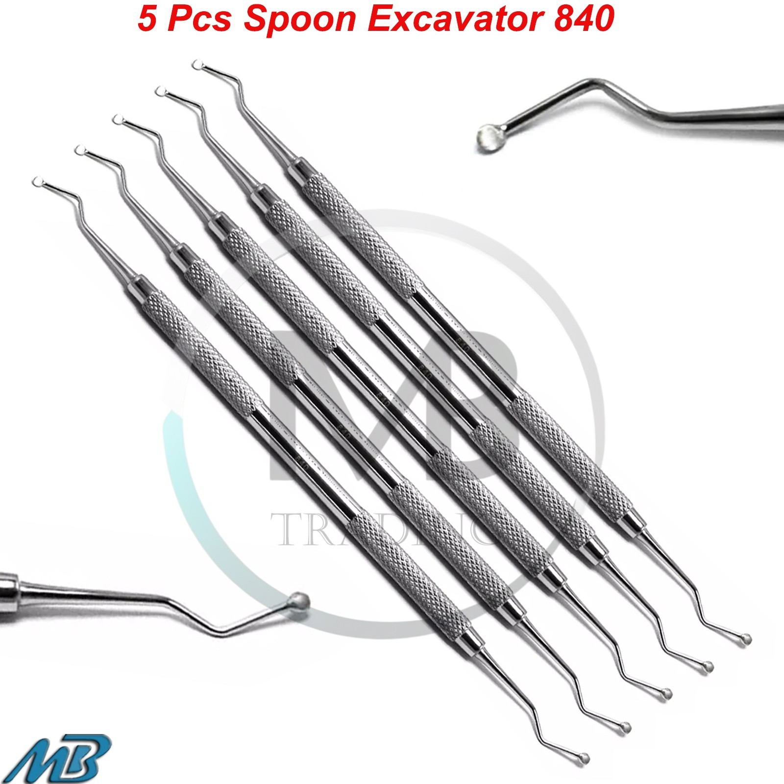 Set of 5 Dental Spoon Excavator 840 Restorative Double Ended Instruments CE