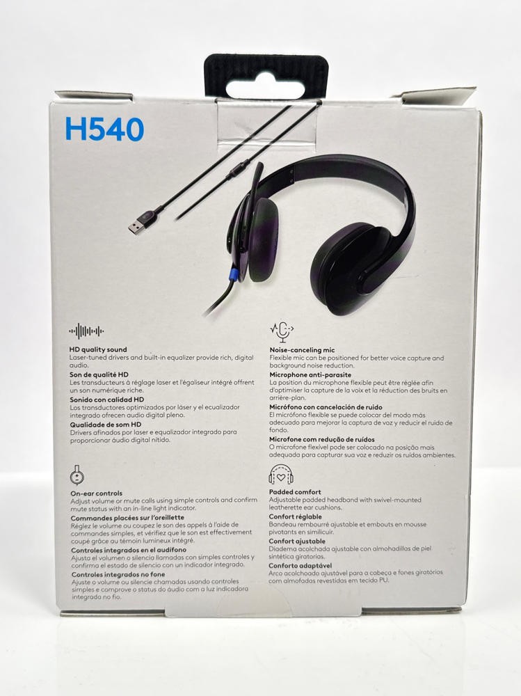 Logitech H540 USB Headset High Performance Stereo Mic Windows Mac Skype PC