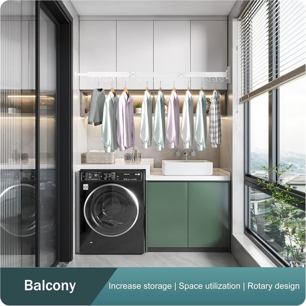Durable Wall Mount Clothes Drying Rack - Foldable, Rust Resistant Design