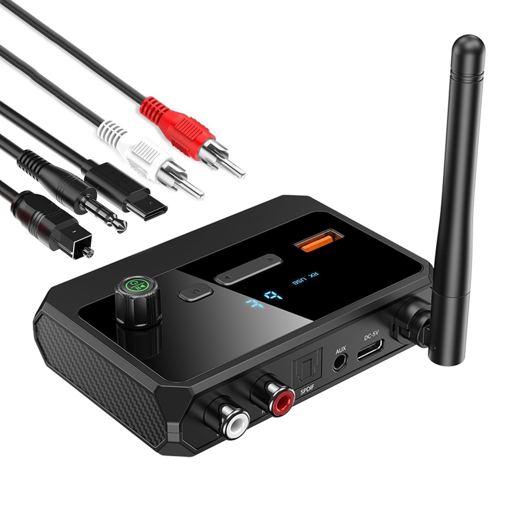 Bluetooth 5.3 Receiver, RCA Bluetooth Adapter for Home Stereo, Support Optica...