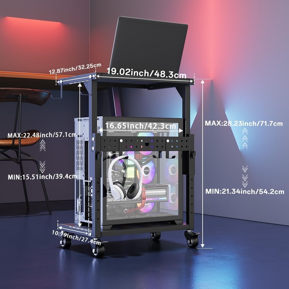 Computer Tower Stand, 6 Level Height Ajustable PC Tower Stand for Floor, Mobi...