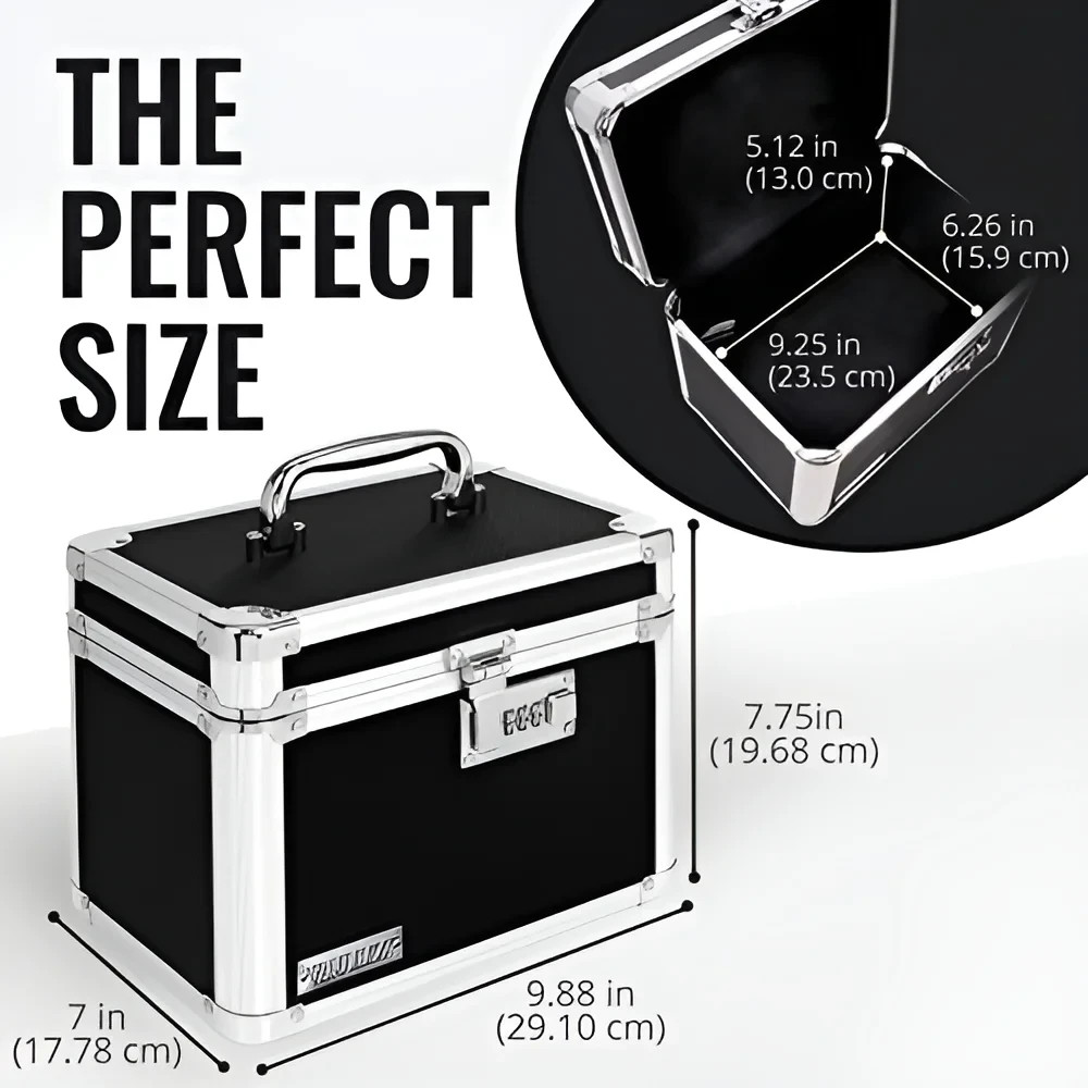 (2 pack) Vaultz Combo Lock Storage Box, Black, Medium Density Fiberboard