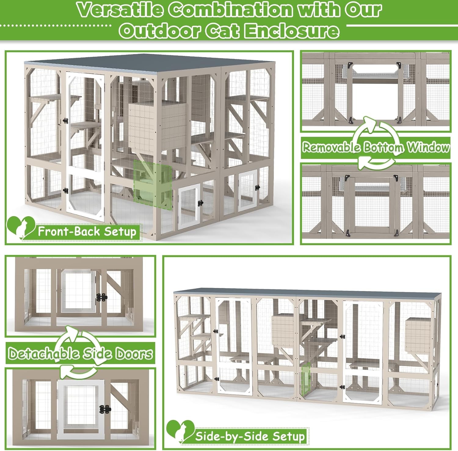 Petscosset Outdoor Cat Enclosures 4 Story Large Cat House with Jumping Platforms