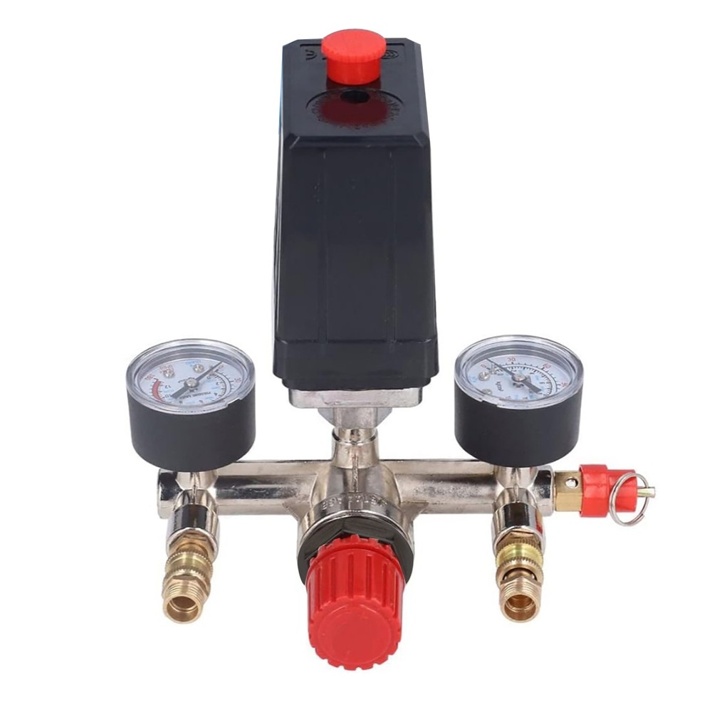 Air Compressor Pressure Switch Manifold 90-120PSI Adjustable Regulator Valve