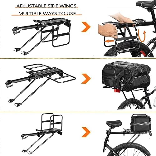 BCR07: Foldable Wide Wings Bike Cargo Rack, Quick Release, Universal, Large
