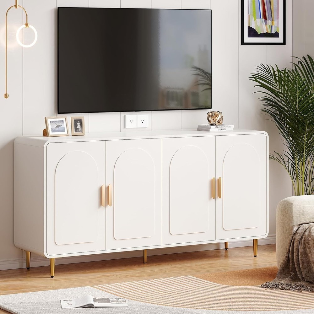 60" Sideboard Buffet Cabinet, Large Credenza Storage, Modern Console Table