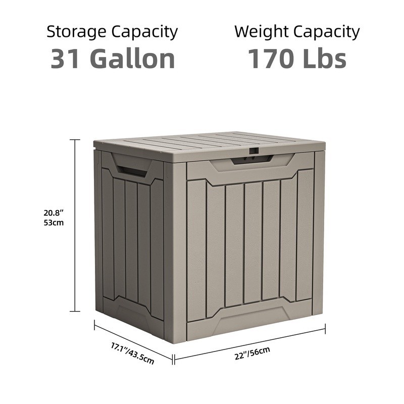 Waterproof Resin Deck Box Lockable Outdoor Storage Easy Assembly Durable New