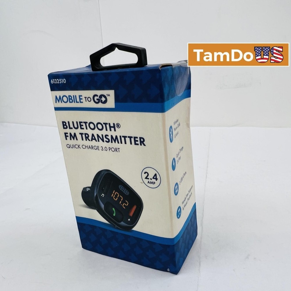 Mobile To Go Bluetooth FM Transmitter Car Adapter | QC 3.0 | 2.4A Dual USB